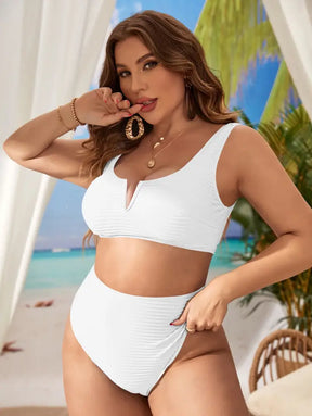 Biquíni Com Top Texturizado E Calcinha De Cintura Alta Larissa. Plus Size Conjunto Size