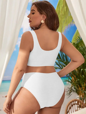 Biquíni Com Top Texturizado E Calcinha De Cintura Alta Larissa. Plus Size Conjunto Size