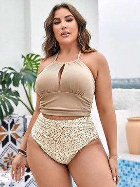 Bíquini De 2 Peças Com Estampa Dálmata Franzido Para Praia Callie. Plus Size Conjunto Biquíni