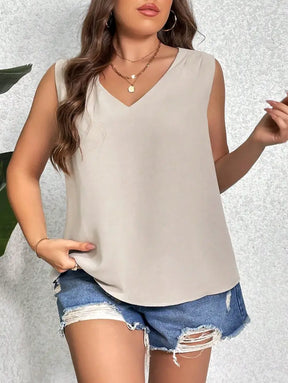 Blusa Casual Com Decote Em V E Caimento Solto Jennifer. Plus Size Plus Size