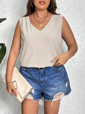 Blusa Casual Com Decote Em V E Caimento Solto Jennifer. Plus Size Plus Size