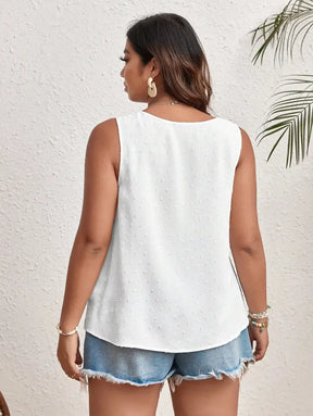 Blusa Casual Com Decote Ondulado E Textura De Poás Marcia. Plus Size Plus Size