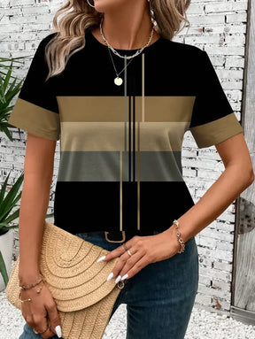 Blusa Casual Elegante Com Mangas Curtas E Design Moderno Águeda Camiseta Feminina