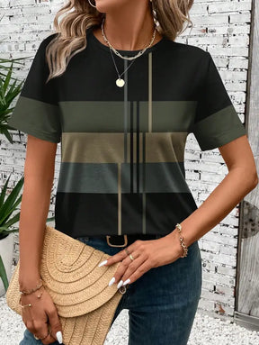 Blusa Casual Elegante Com Mangas Curtas E Design Moderno Águeda Camiseta Feminina