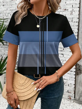 Blusa Casual Elegante Com Mangas Curtas E Design Moderno Águeda Camiseta Feminina