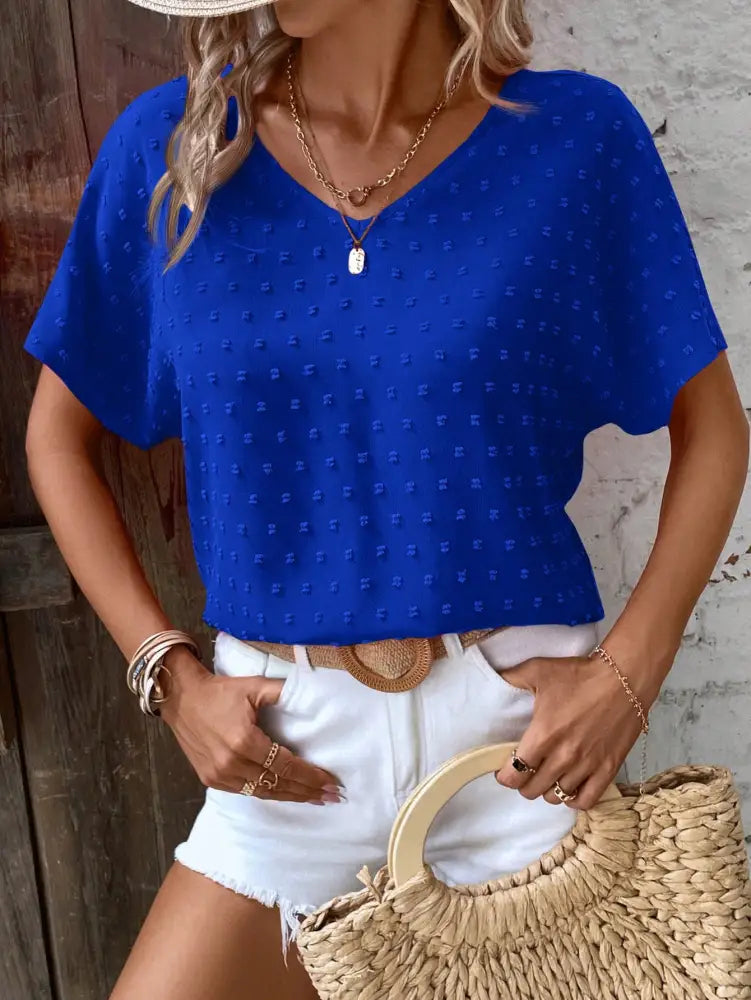 Blusa Casual Elegante Com Mangas Soltas E Detalhes Minimalistas Darcy Azul / P (36-38) Camisa