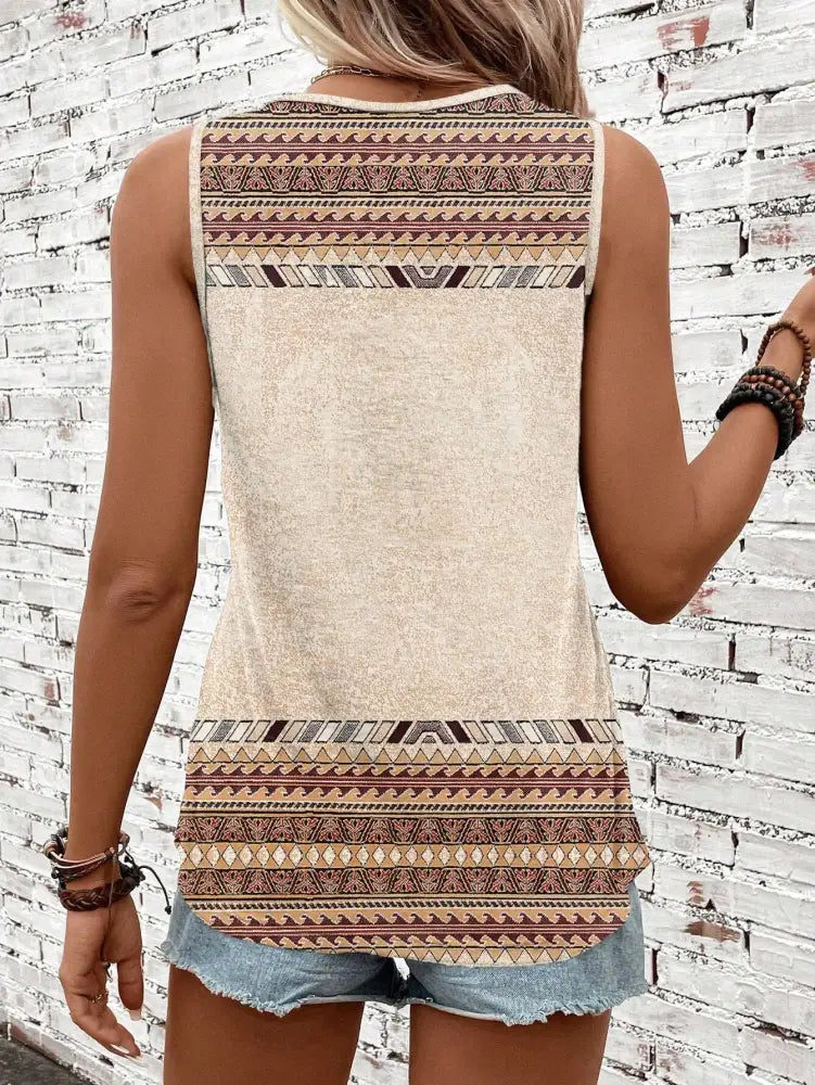 Blusa Casual Em Tecido Leve Com Design Boho Heidi Femininos Tank Tops & Camis