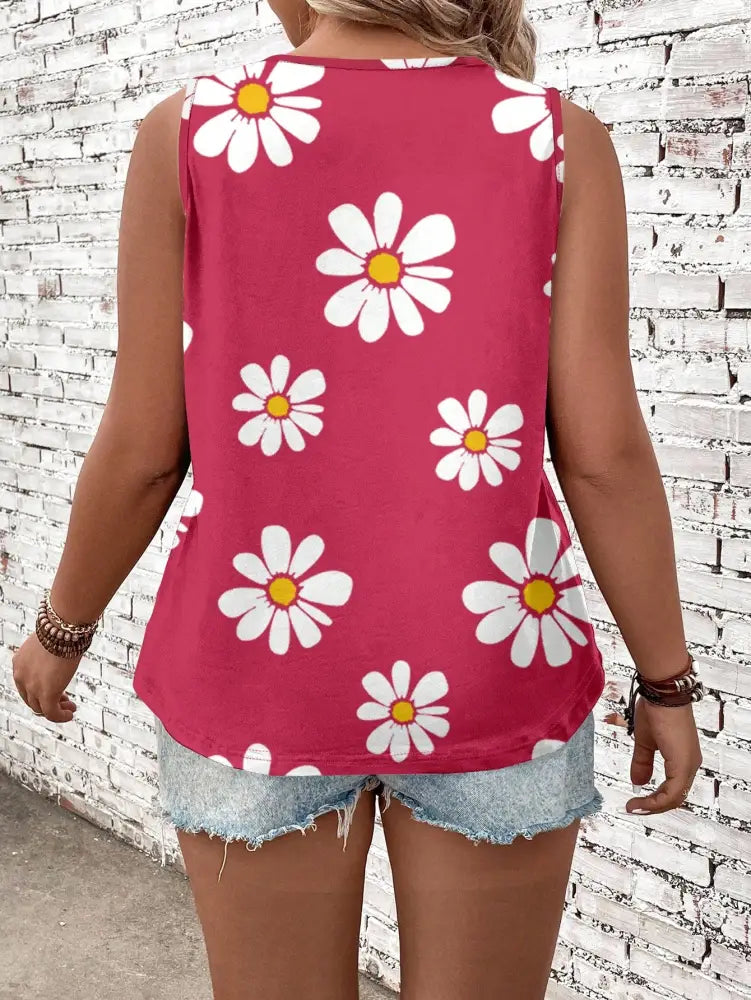 Blusa Casual Feminina Estampada Carina. Plus Size Tank Tops & Camis