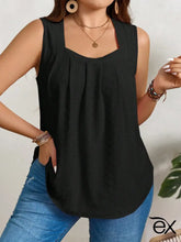 Blusa Elegante Com Bordado Vazado E Decote Quadrado Gilma. Plus Size Preto / Gg (42-46) Tank Tops &