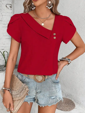 Blusa Elegante Com Mangas Estruturadas E Design Moderno Kaia Camisa Feminina