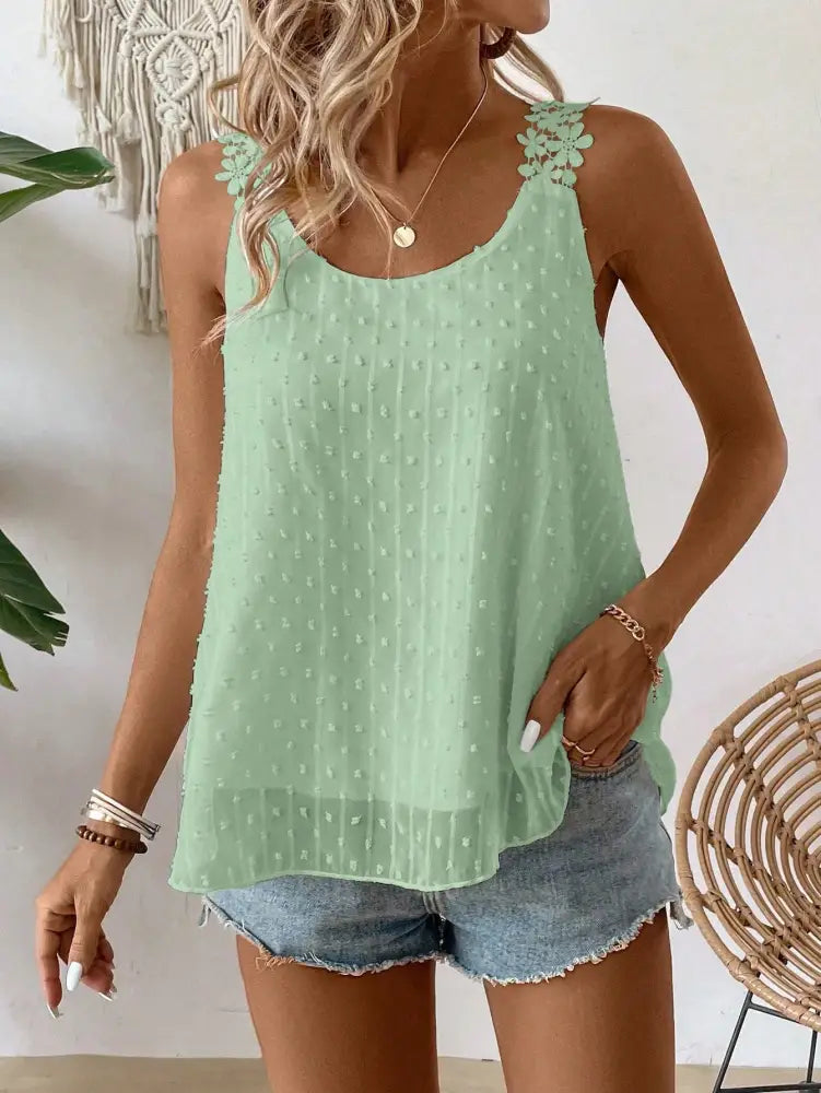 Blusa Elegantel Com Alças Decoradas E Textura De Poás Genesis Verde Menta / P (36-38) Femininos