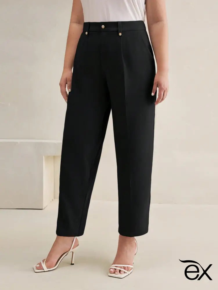 Calça Feminina de Perna Larga com Cintura Alta e Cordão Ajustável Luci. Plus Size