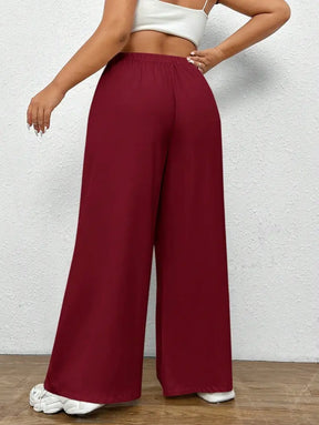 Calça Feminina De Perna Larga E Cintura Alta Gabriela. Plus Size Calças