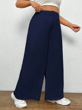 Calça Feminina De Perna Larga E Cintura Alta Gabriela. Plus Size Calças