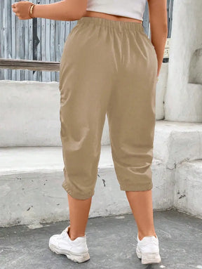 Calça Jogger Cropped Com Bolsos E Detalhe Enrugado Helene. Plus Size Calças