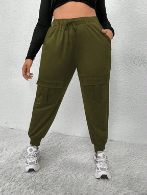 Calça Jogger Feminina Com Bolsos E Cintura Alta Miranda. Plus Size