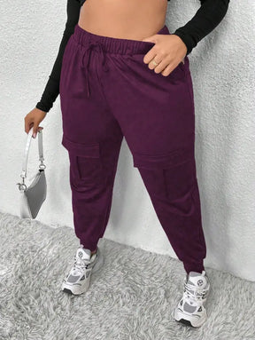 Calça Jogger Feminina Com Bolsos E Cintura Alta Miranda. Plus Size