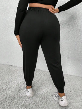 Calça Jogger Feminina Com Bolsos E Cintura Alta Miranda. Plus Size