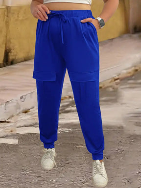 Calça Jogger Feminina Com Bolsos E Cintura Alta Miranda. Plus Size Azul / Gg (42-46)