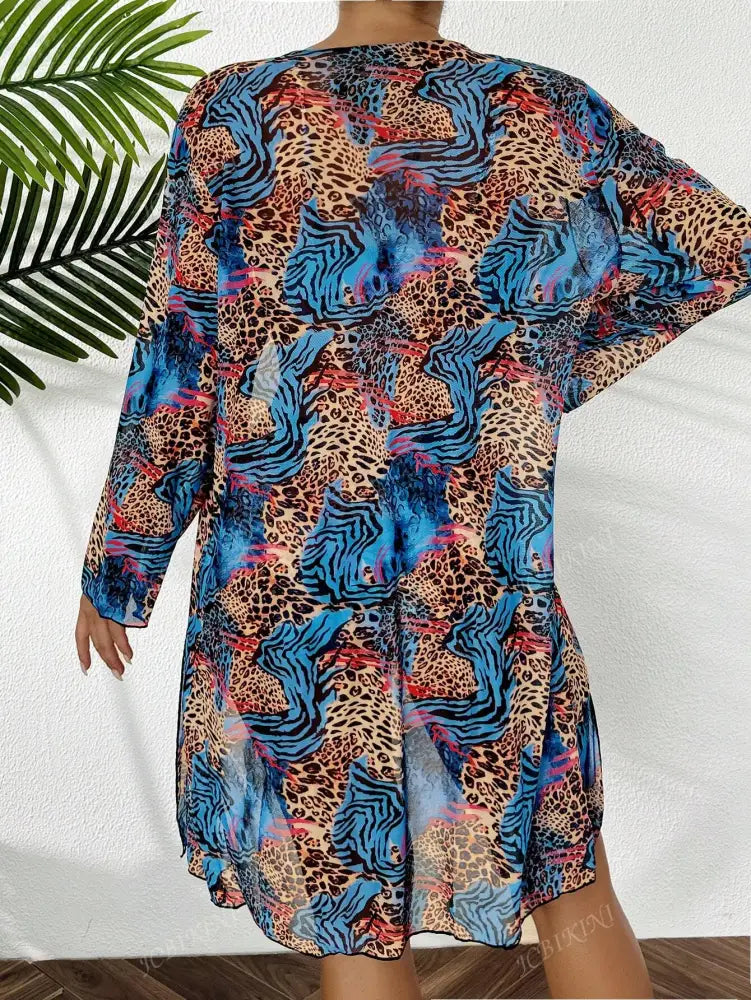 Conjunto De B´quini Com Estampa Leopardo Alças Ajustáveis E Amarração Na Frente Ada Biquíni Feminino