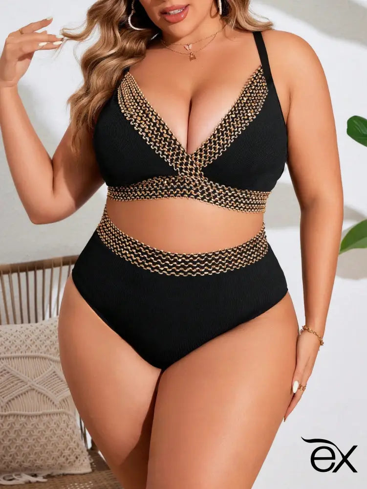 Conjunto de Bikini com Alças para Praia Verão, Brielle. Plus Size