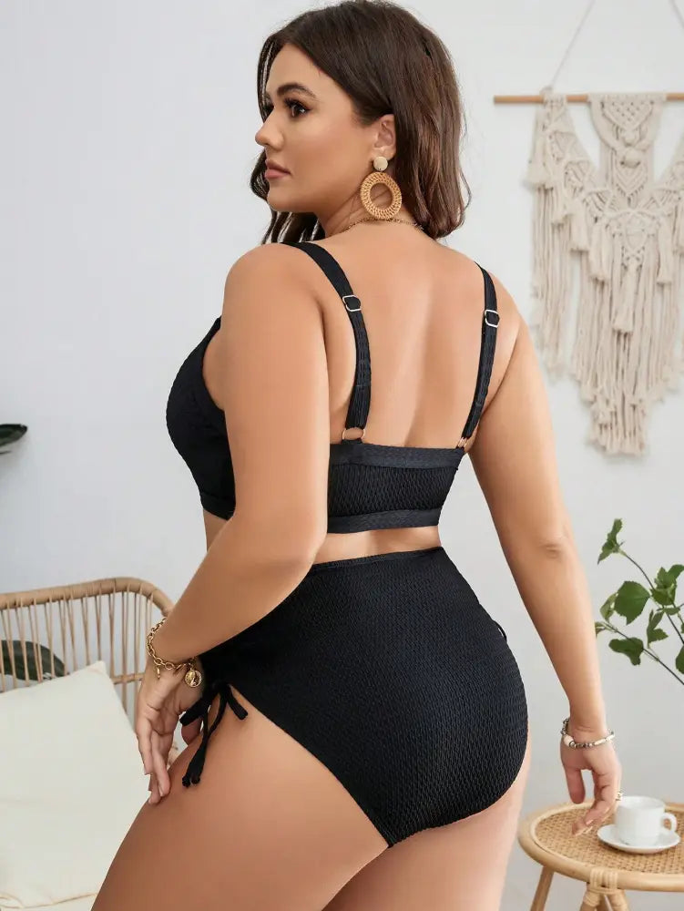 Conjunto De Bikini Com Cintura Alta E Amarração Frontal Anastasia. Plus Size Biquíni