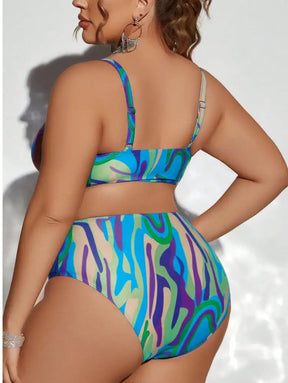 Conjunto De Bikini Com Estampa Aleatória E Cordão Para Praia Haisley. Plus Size Biquíni