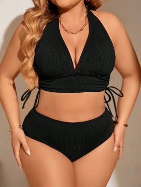 Conjunto De Bikini Com Top Halter E Cintura Alta Erica. Plus Size Biquíni