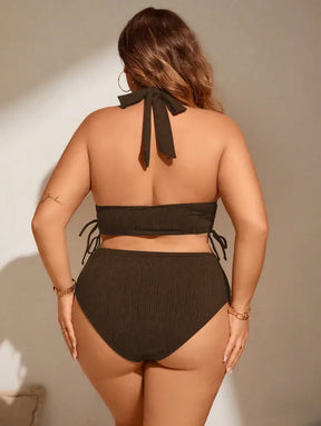 Conjunto De Bikini Com Top Halter E Cintura Alta Erica. Plus Size Biquíni