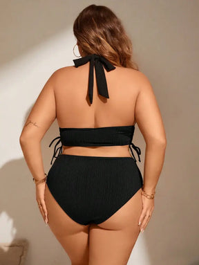 Conjunto De Bikini Com Top Halter E Cintura Alta Erica. Plus Size Biquíni