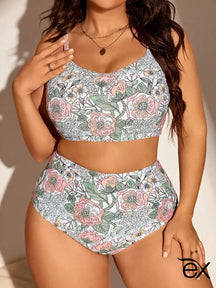 Conjunto de Bikini Floral para Férias na Praia Ximena. Plus Size