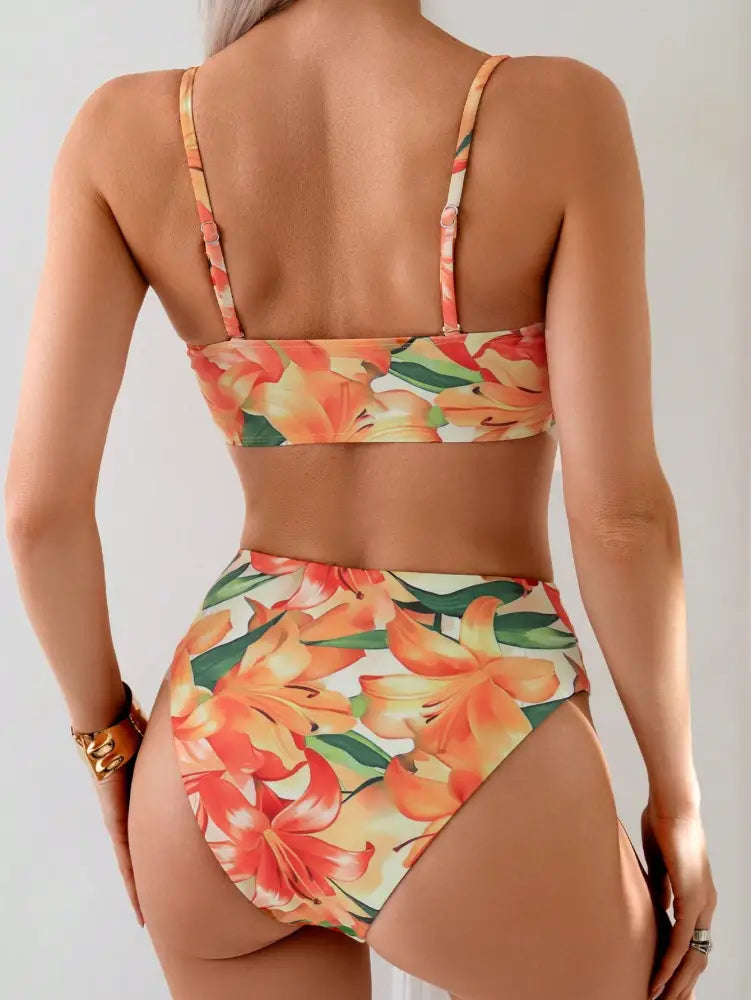 Conjunto De Biquíni Feminino Férias Com Estampa Tropical Flores Payton Feminino