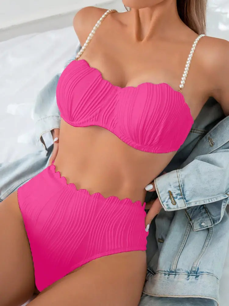 Conjunto De Biquíni Praia Verão Com Bojo E Babado Dakota Fuscia / P (36-38) Feminino