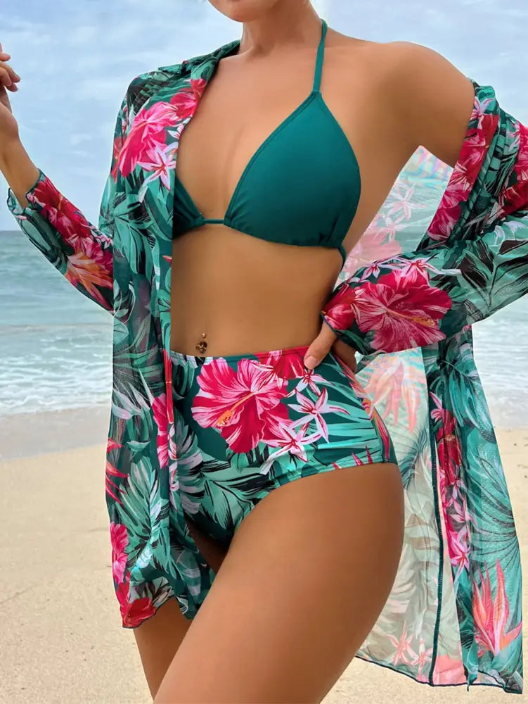 Conjunto De Maiô Bikini Com Estampa Tropical Para Férias E Praia Sophie Biquíni Feminino