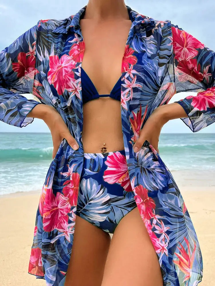 Conjunto De Maiô Bikini Com Estampa Tropical Para Férias E Praia Sophie Biquíni Feminino