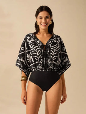 Conjunto Moda Praia Com Body E Quimono Fluido Estiloso Maya Feminino