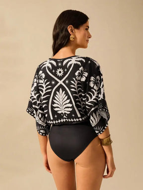 Conjunto Moda Praia Com Body E Quimono Fluido Estiloso Maya Feminino