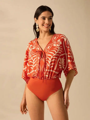 Conjunto Moda Praia Com Body E Quimono Fluido Estiloso Maya Feminino