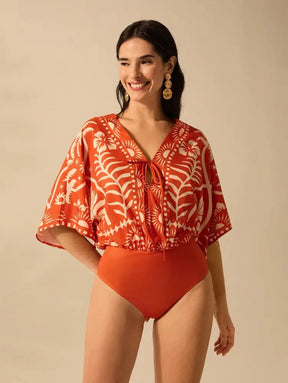 Conjunto Moda Praia Com Body E Quimono Fluido Estiloso Maya Feminino