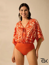 Conjunto Moda Praia com Body e Quimono Fluido Estiloso Maya