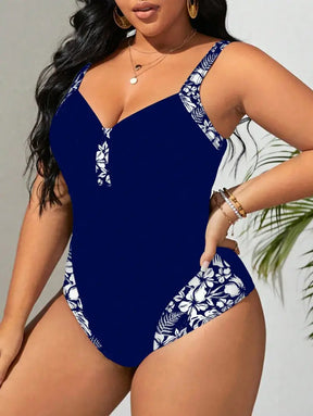 Maiô Com Detalhes Florais E Decote Franzido Vivian. Plus Size Uma Peça