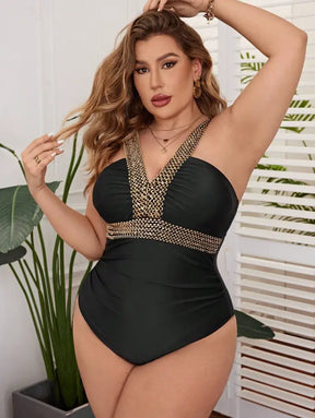 Maiô Elegante Com Decote V E Design Luxuoso Dalilah. Plus Size Uma Peça