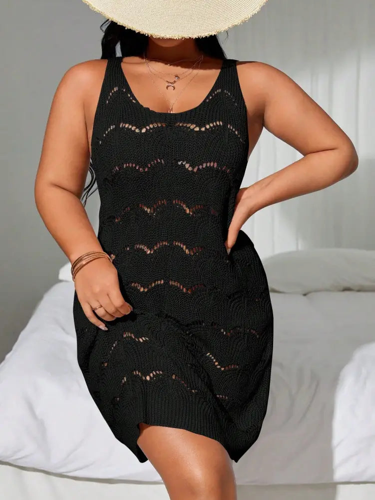 Saída De Praia Com Decote U E Costas Nuas Para Verão Palmer. Plus Size Preto / Gg (42-46)