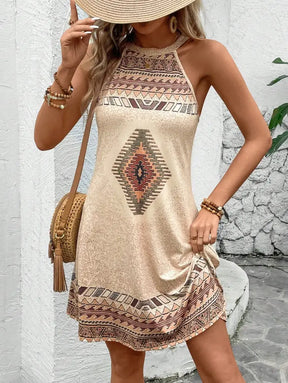 Vestido Boho Estilo Étnico Com Estampa Tribal E Decote Halter Vitória Vestidos Curtos Femininos