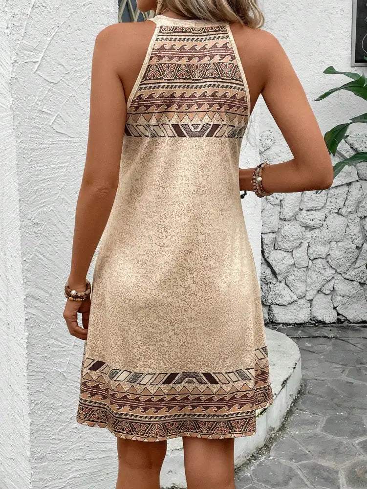 Vestido Boho Estilo Étnico Com Estampa Tribal E Decote Halter Vitória Vestidos Curtos Femininos