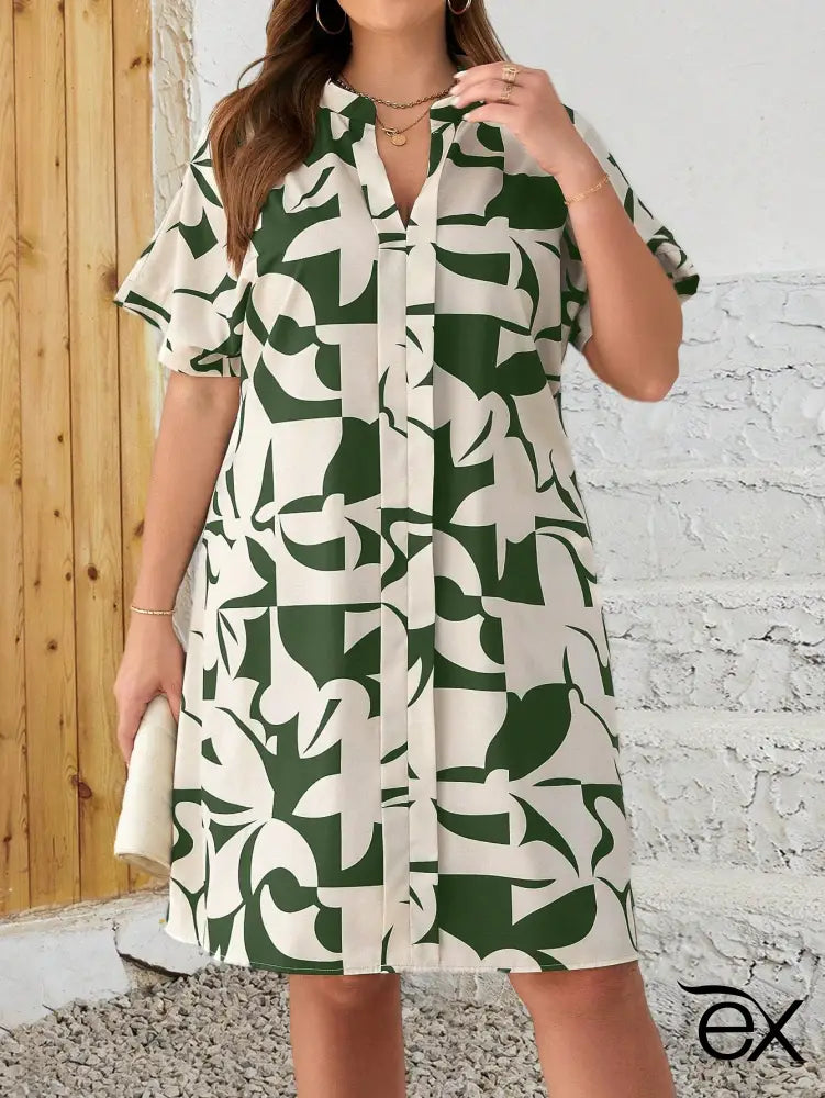 Vestido com Estampa Abstrata  Noemia. Plus Size