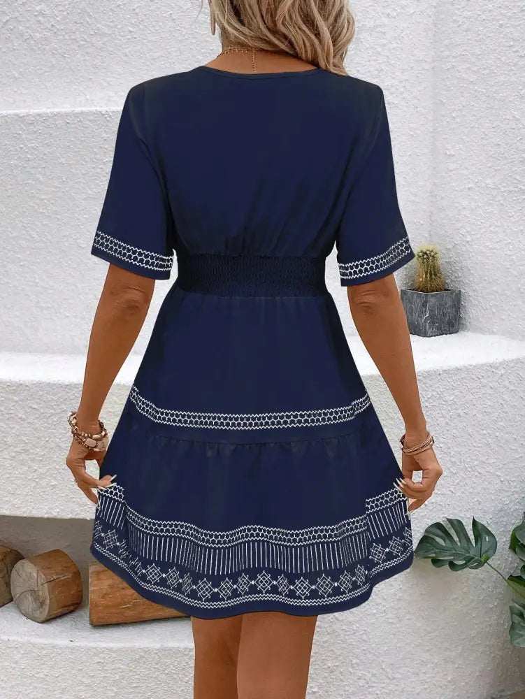 Vestido Curto Boho Com Estampa Étnica E Decote Em V Luciana Vestidos Curtos Femininos