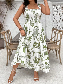 Vestido Long Com Estampa Floral E Alças Largas Cassie. Plus Size Branco / Gg (42-46) Vestidos Size