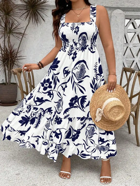 Vestido Long Com Estampa Floral E Alças Largas Cassie. Plus Size Vestidos Size