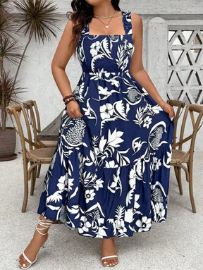 Vestido Long Com Estampa Floral E Alças Largas Cassie. Plus Size Vestidos Size